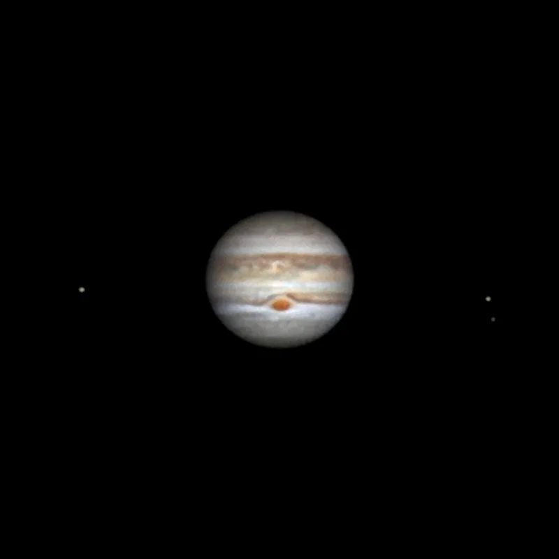 Jupiter mit Großem Rotem Fleck, aufgenommen mit einem Amateurteleskop
